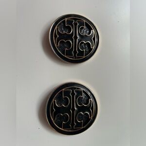 Tory Burch Black and Gold Double Metal T’s